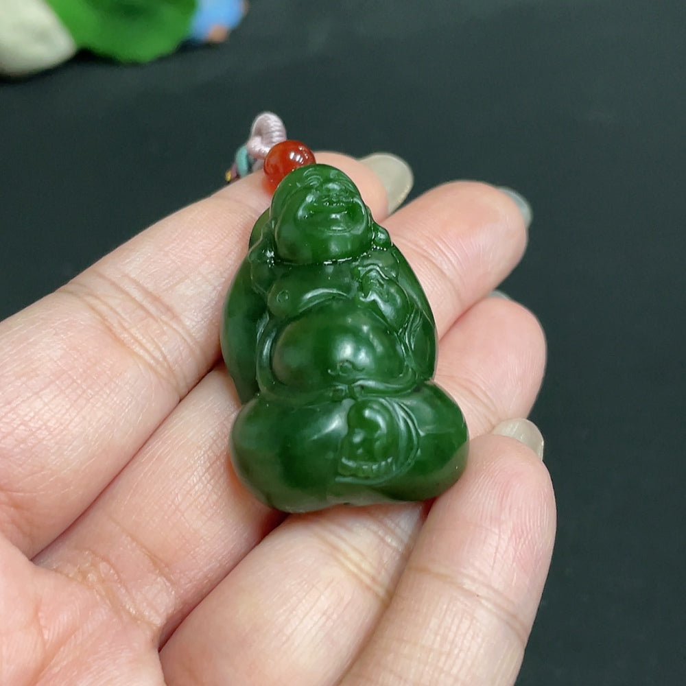 Hetian Jade Pendant Buddha Total Weight Approx. [with Rope] 23.4g
