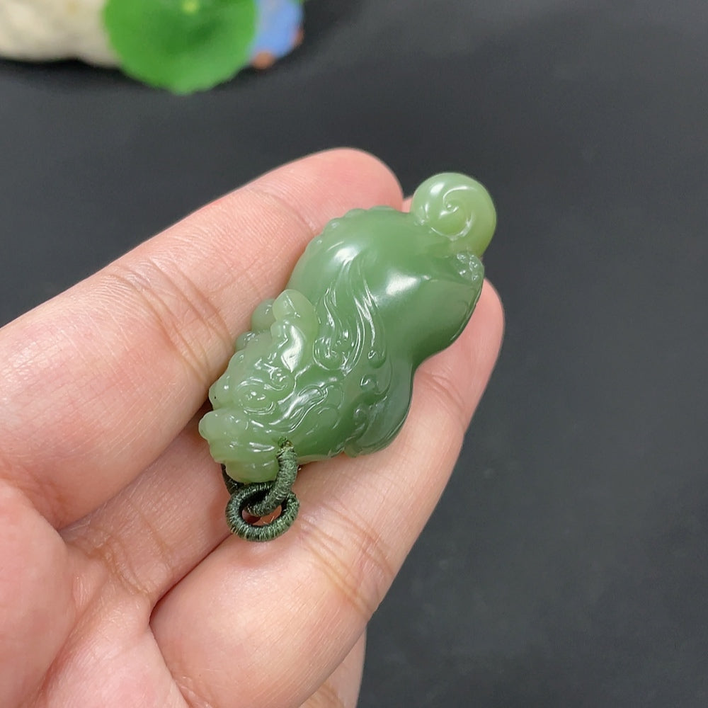 Hetian Jade Pendant Auspicious Beast Total Weight Approx. 24.1g