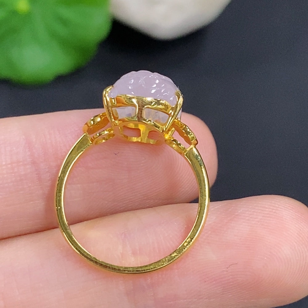 Jadeite Inlaid Ring 18K Gold