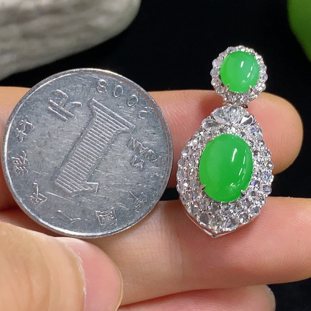 Jadeite Cabochon Pendant with 18k Gold and Diamond Accents