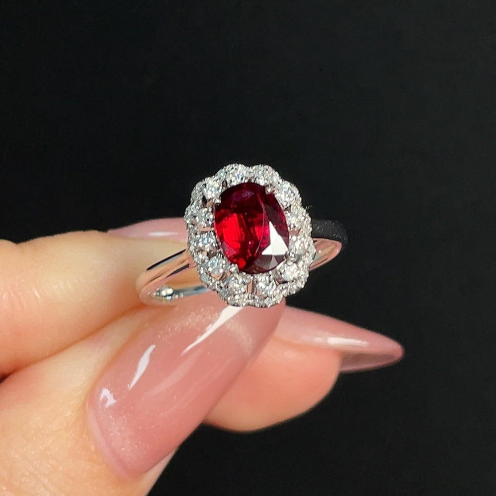 Ruby Ring in 18K Gold, Total Weight Approx. 2.68g, Size 14
