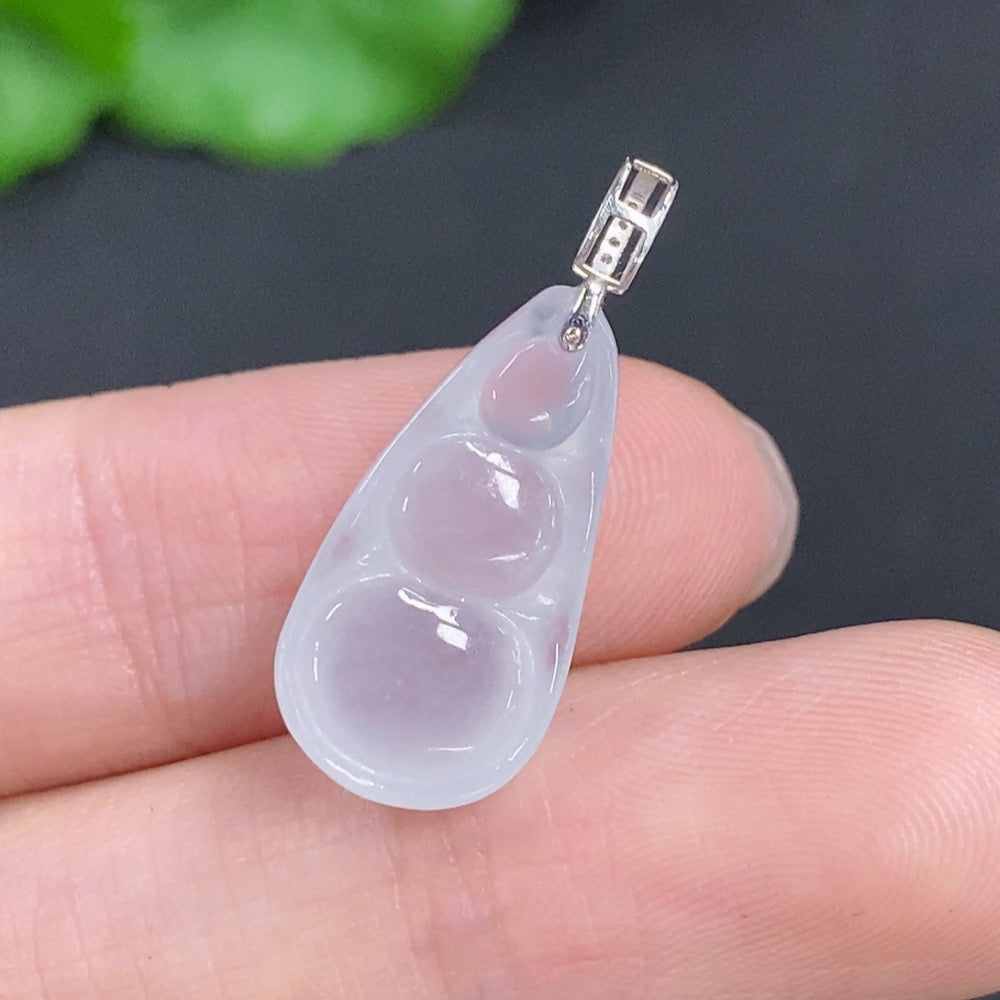 Jadeite Lucky Bean Pendant Unmarked 18K Gold with Diamond Accents Total Weight Approx. 2g
