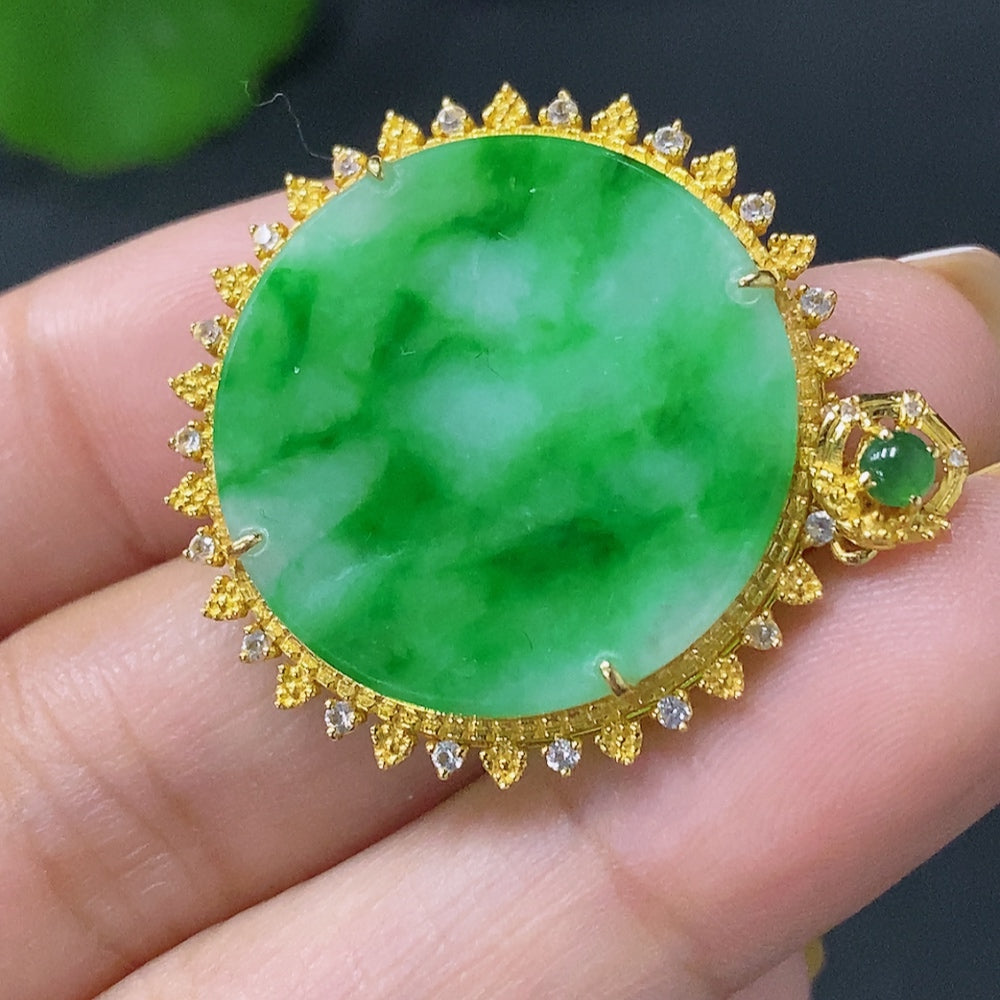 Jadeite Plain Pendant Necklace 18k Total Weight Approx. 3.65g