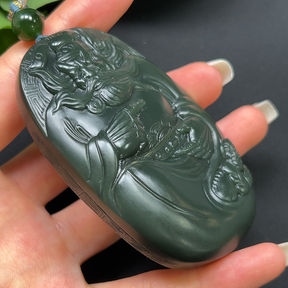 Hetian Jade Zhong Kui Pendant with Rope