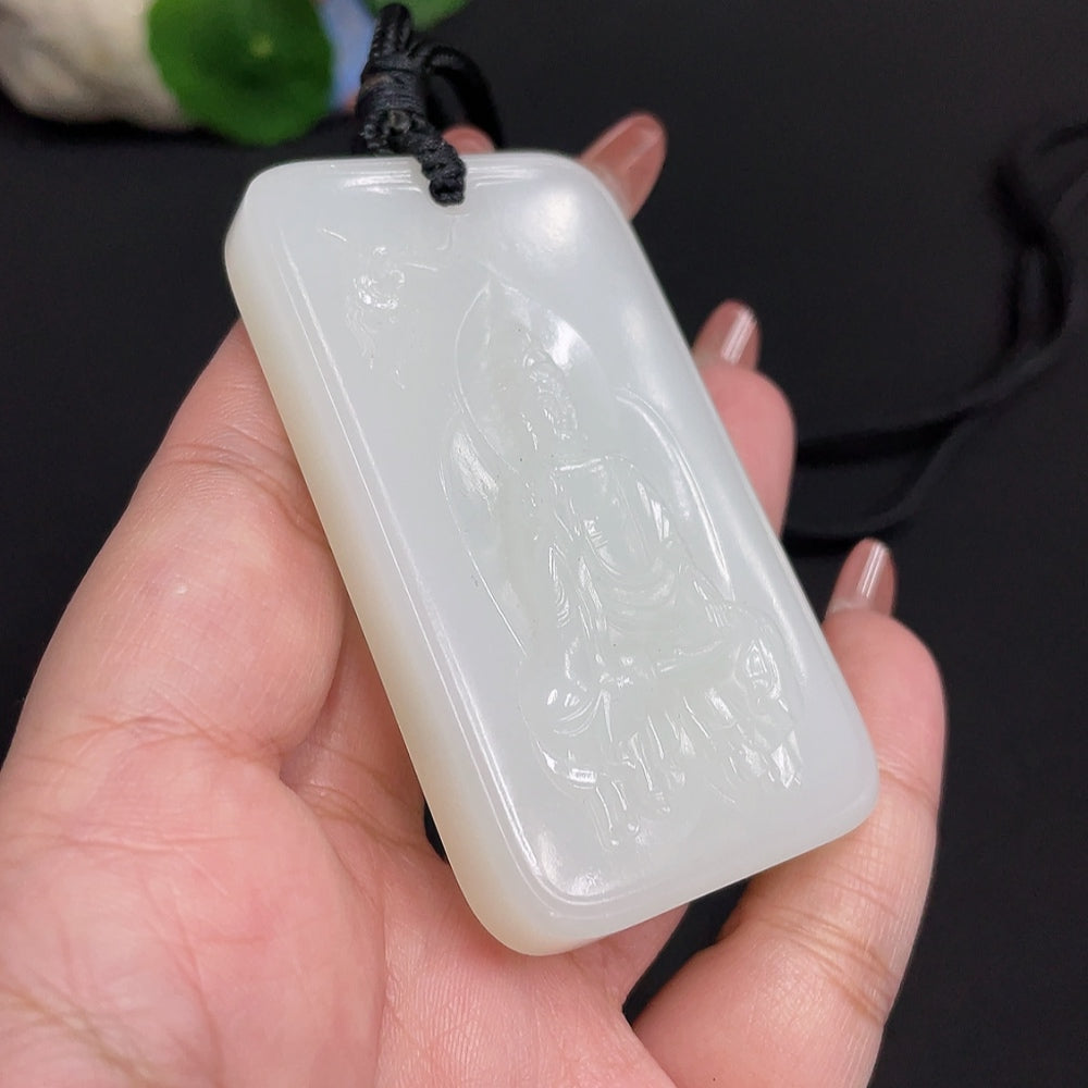 Hetian Jade Pendant Guanyin Total Weight Approx. [with rope] 82.1g