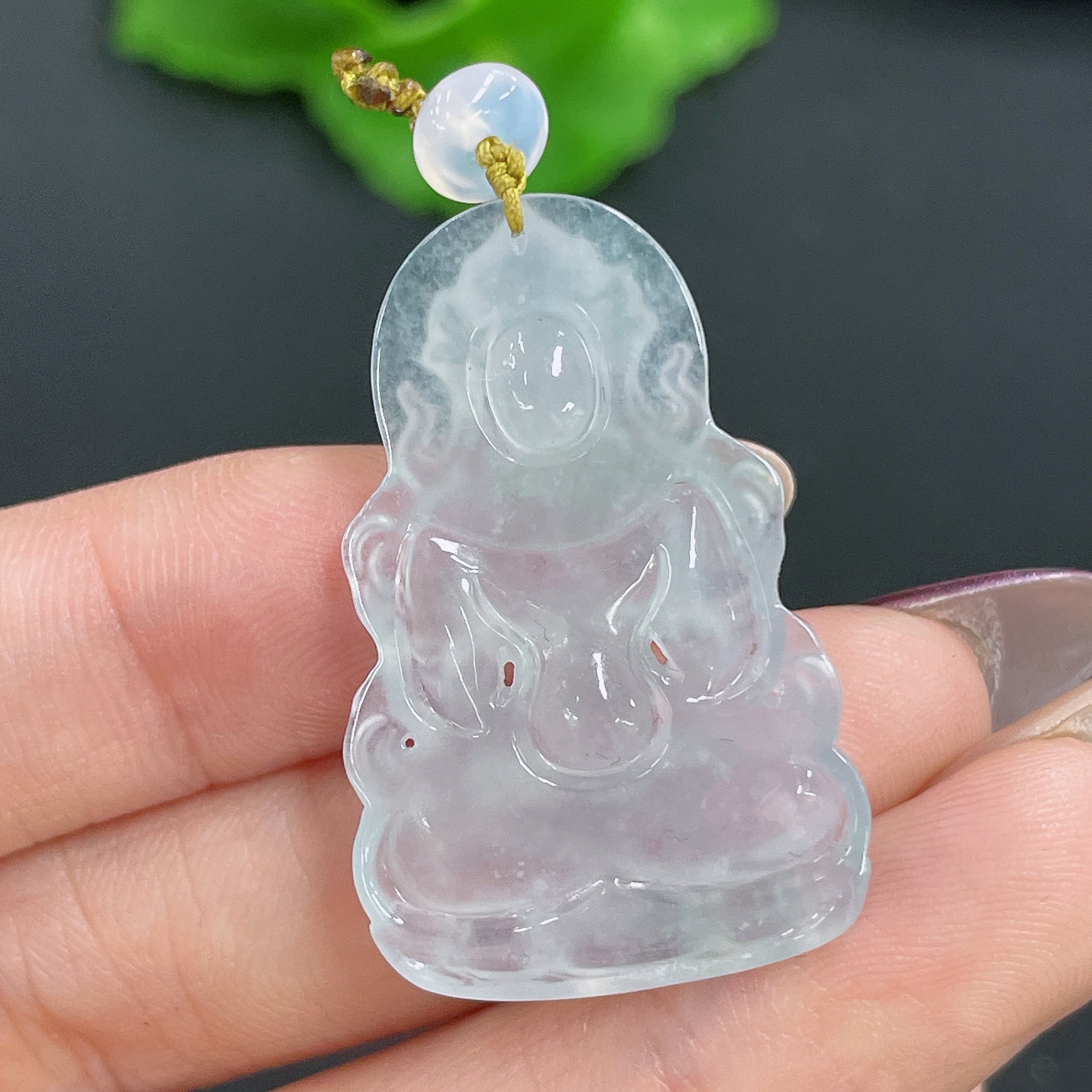 Jadeite Pendant Guanyin with Non-A Beads Total Weight Approx. 6.58g