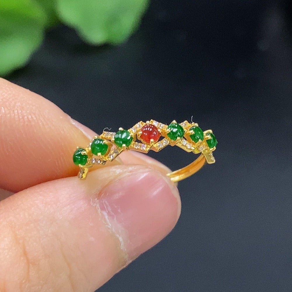 Jadeite Inlaid Ring 18k Size 13 Total Weight Approx. 1.29g Color Origin Undetermined