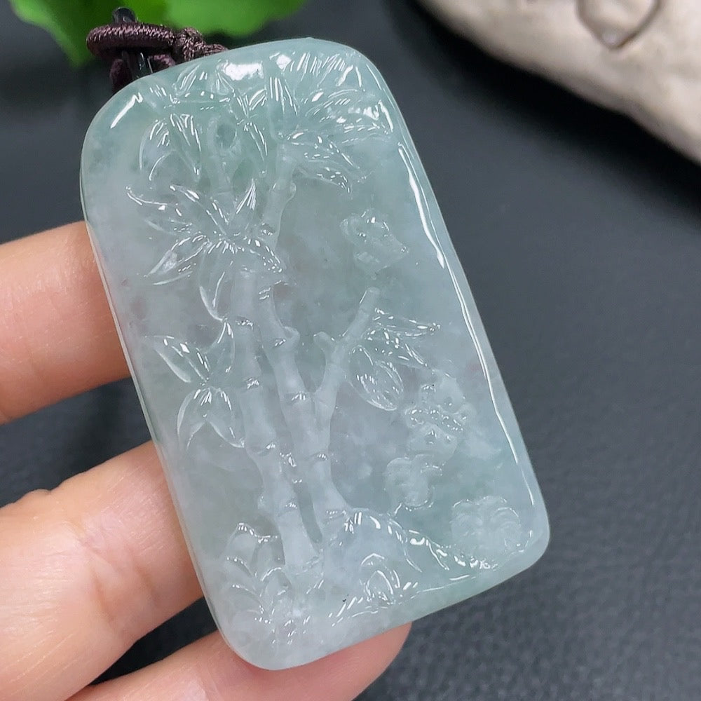 Jadeite Pendant Bamboo Joint, Non-Grade A Matching Stones, Total Weight 47.437g