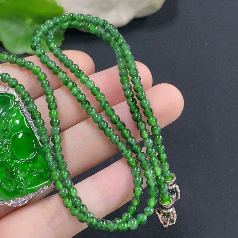 Jadeite Dragon Pendant Inlaid Without Gold Top Bead Non-Grade A