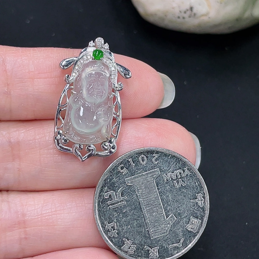 Jadeite Maitreya Inlaid Pendant 18K Gold Total Weight Approx.2.5g (Non-Diamond)