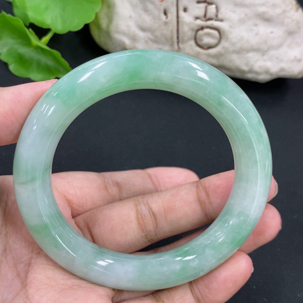 Jadeite Round Bangle, Total Weight Approx. 71g, Size 55.8