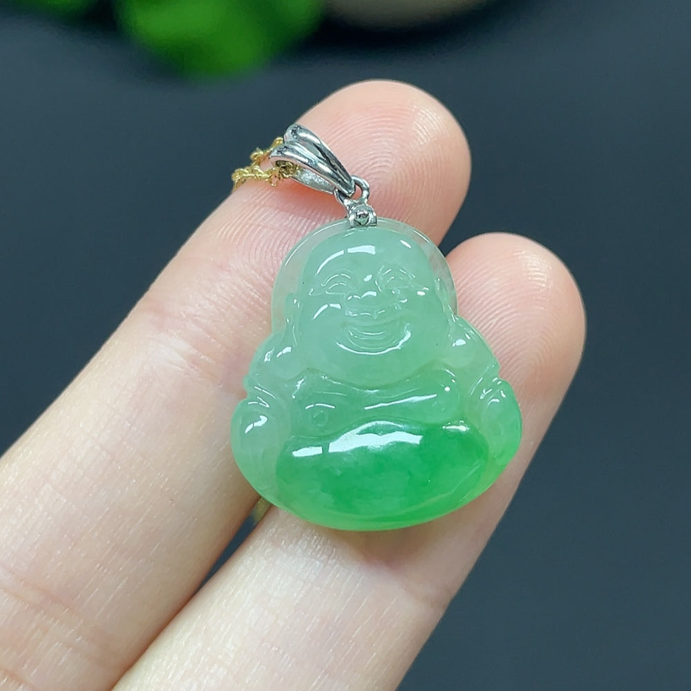 Jadeite Buddha镶嵌项链 Pendant 18k Chain 14k