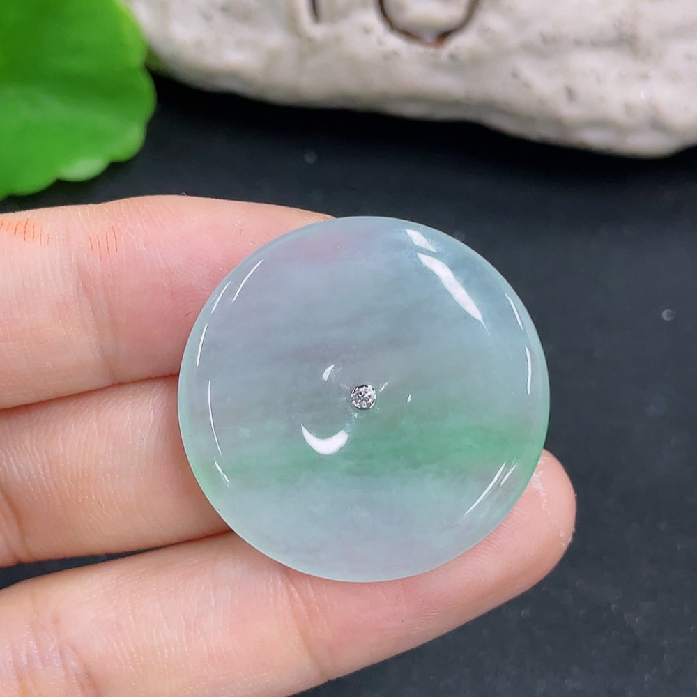 Jadeite Peace Knot Inlaid Pendant No Stamp 18k Gold Content Tested Non-Diamond