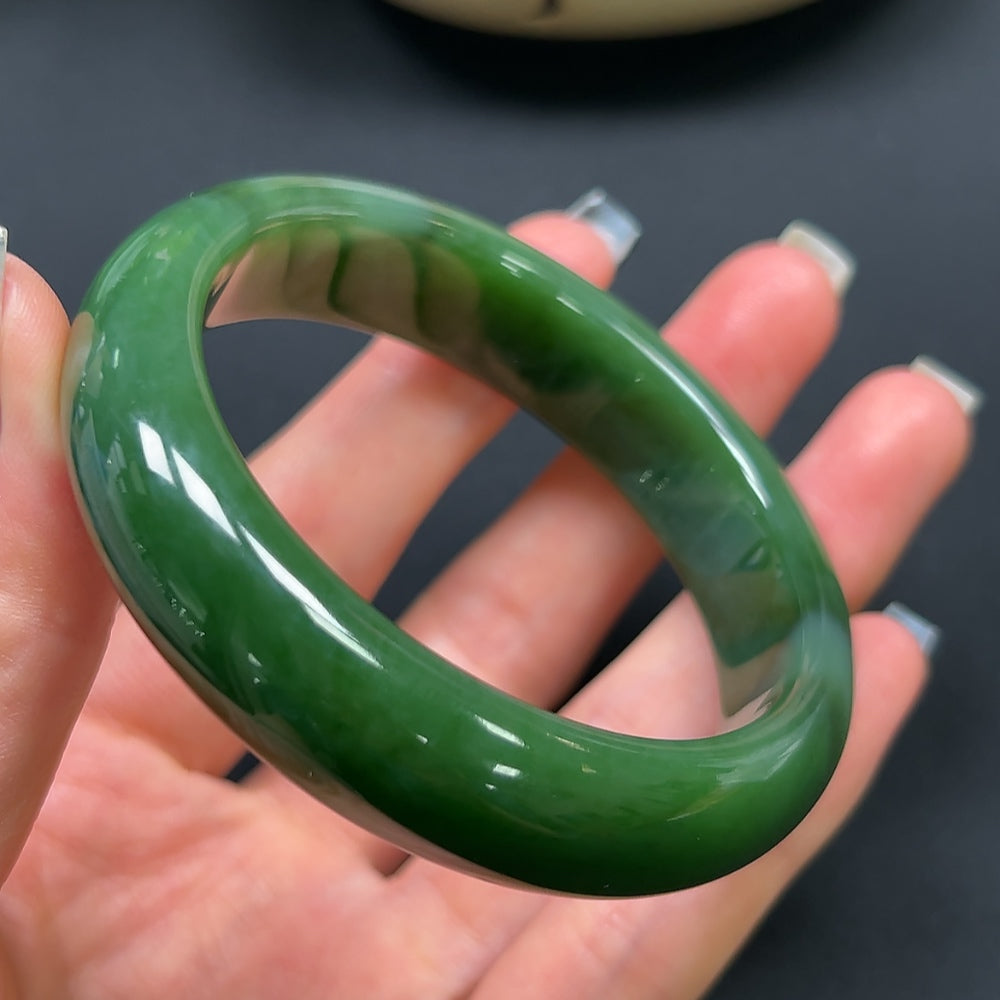 Hetian Jade Round Bracelet Size 56.1mm Total Weight Approx. 61.4g