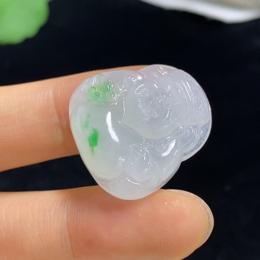 Jadeite God of Wealth Pendant, Total Weight Approx. 6g