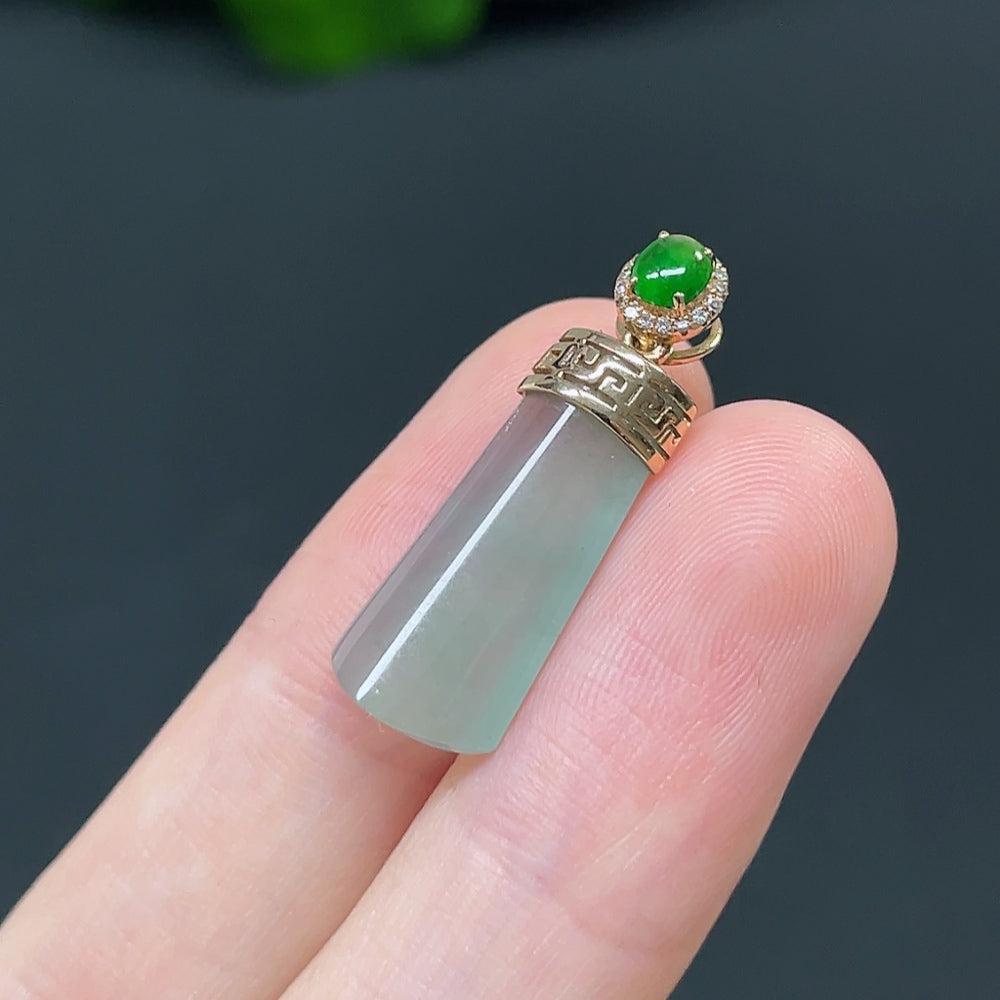 Jadeite Plain Pendant with 18k Diamond Accents