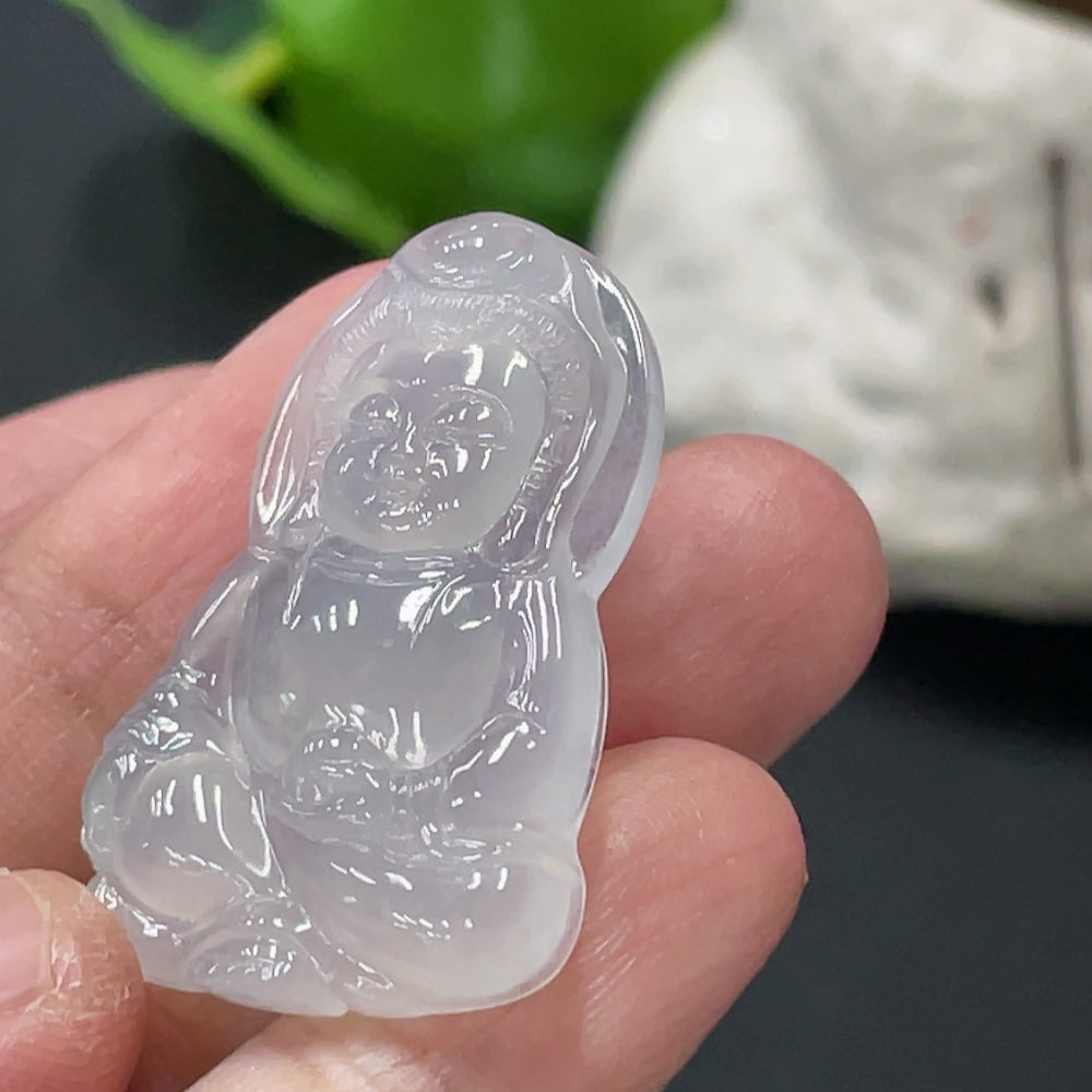 Jadeite Guanyin Pendant, Total Weight Approximately 6.42g