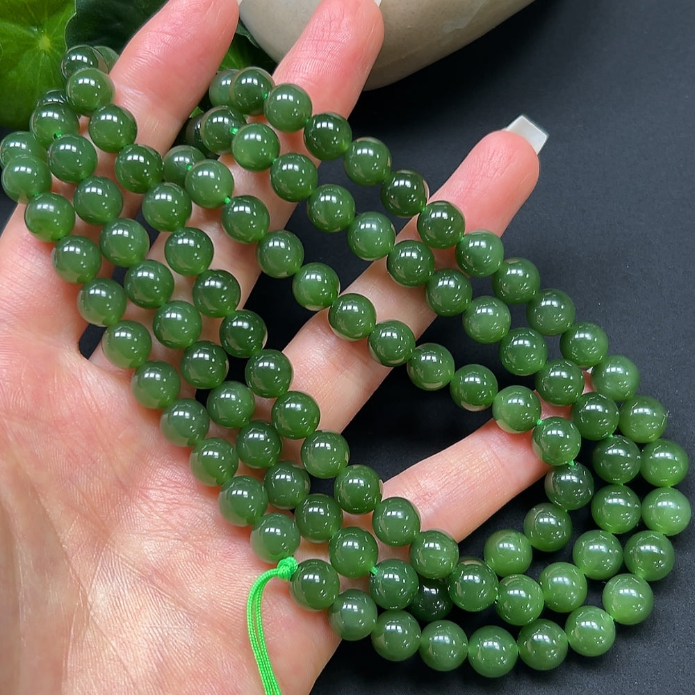 Hetian Jade Jasper Bracelet 8mm Approx. 87.27g with String