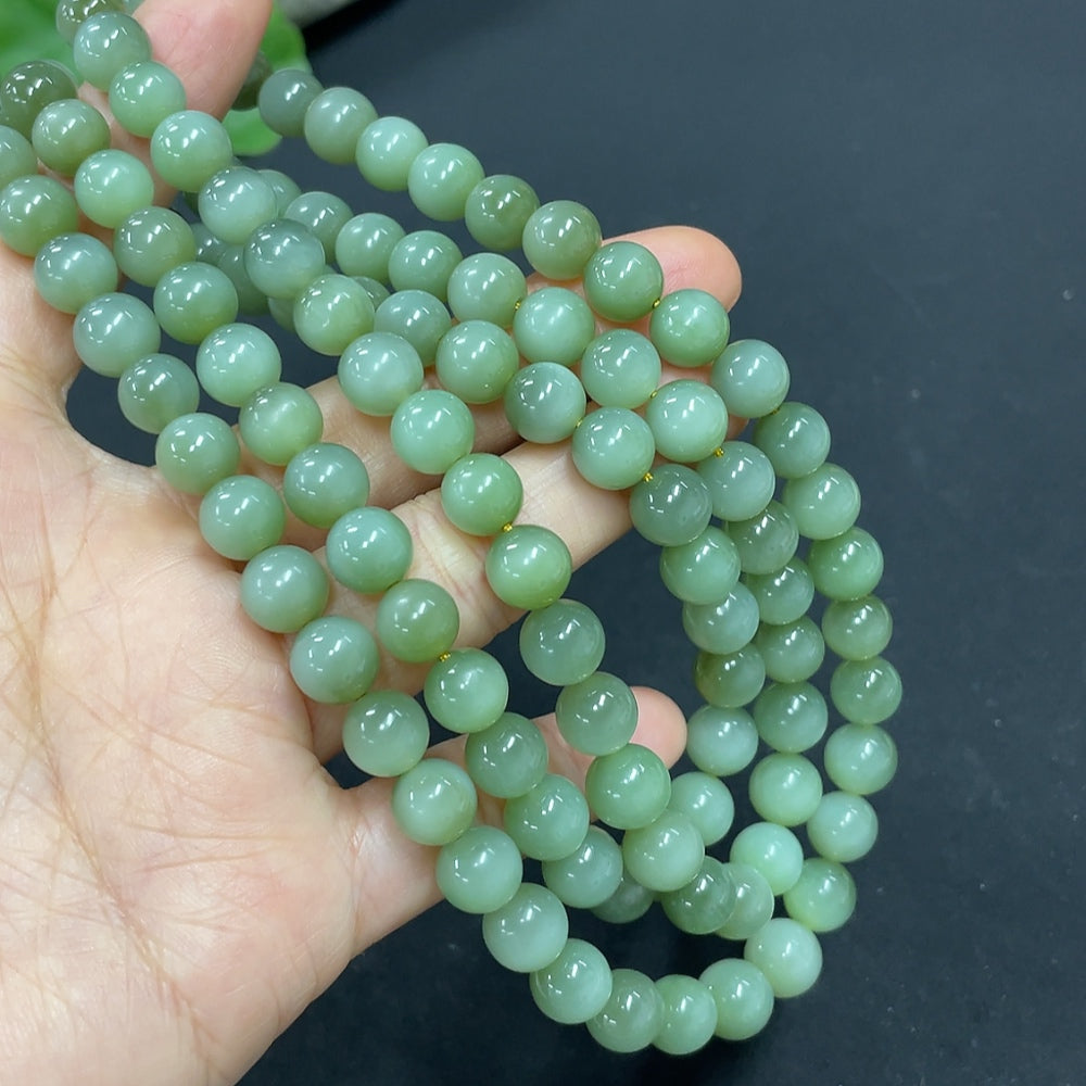 Hetian Jade Jasper Bead Necklace, approx. 7.8mm, total weight approx. 86.6g