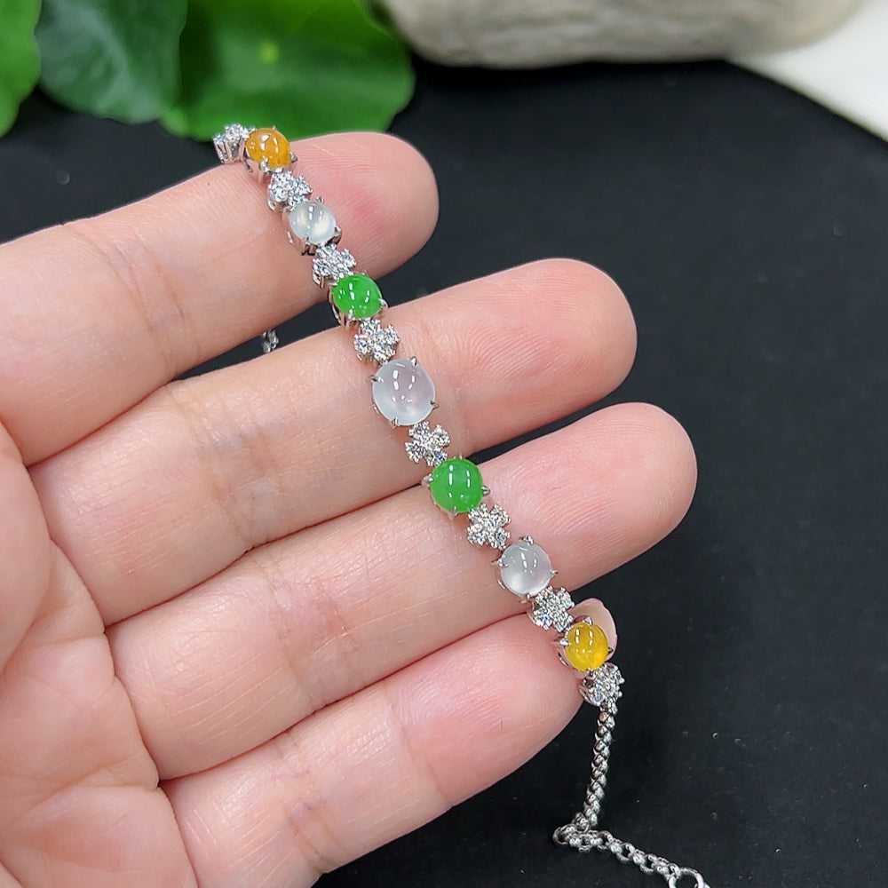 Jadeite inlaid bracelet 18K gold (yellow color origin undetermined) (non-diamond)