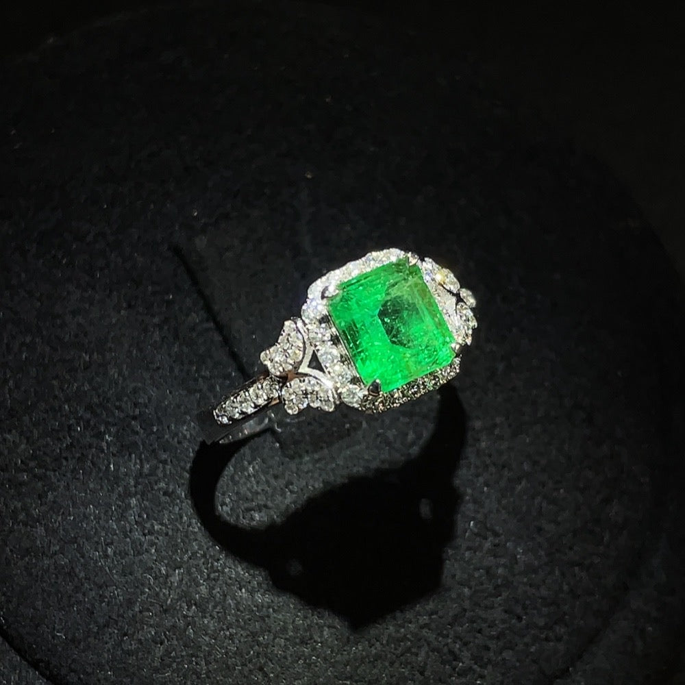 Emerald Set Ring, 18K Gold, Size 18, Total Weight Approx. 3.25g, Clarity Enhanced