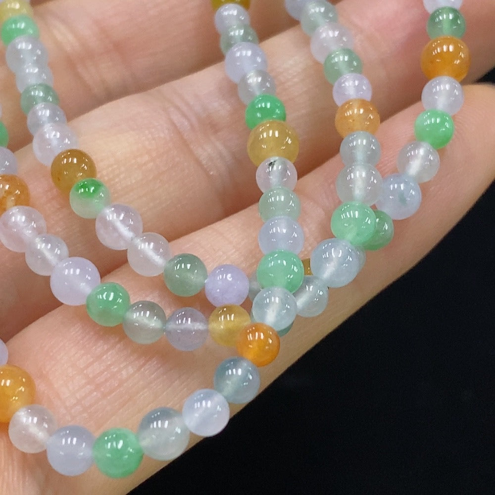 Jadeite Bead Necklace Approx. 3.8mm Non-Gold Total Weight Approx. 15.44g
