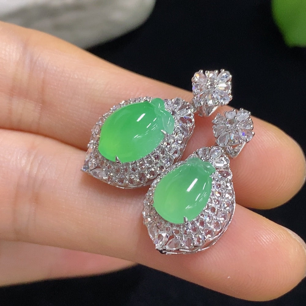 Jadeite Inlaid Pendant 18k with Diamond Accents Sell as a Lot Total Weight Approx. 5.62g