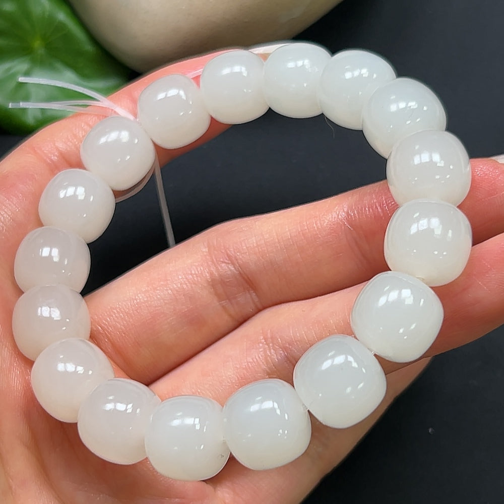 Hetian Jade Bracelet 12mm Approx. 50.16g