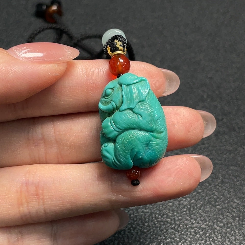 Turquoise Pendant, Total Weight Including Cord Approx. 12.91g, Non-Natural Accent Stones Considered