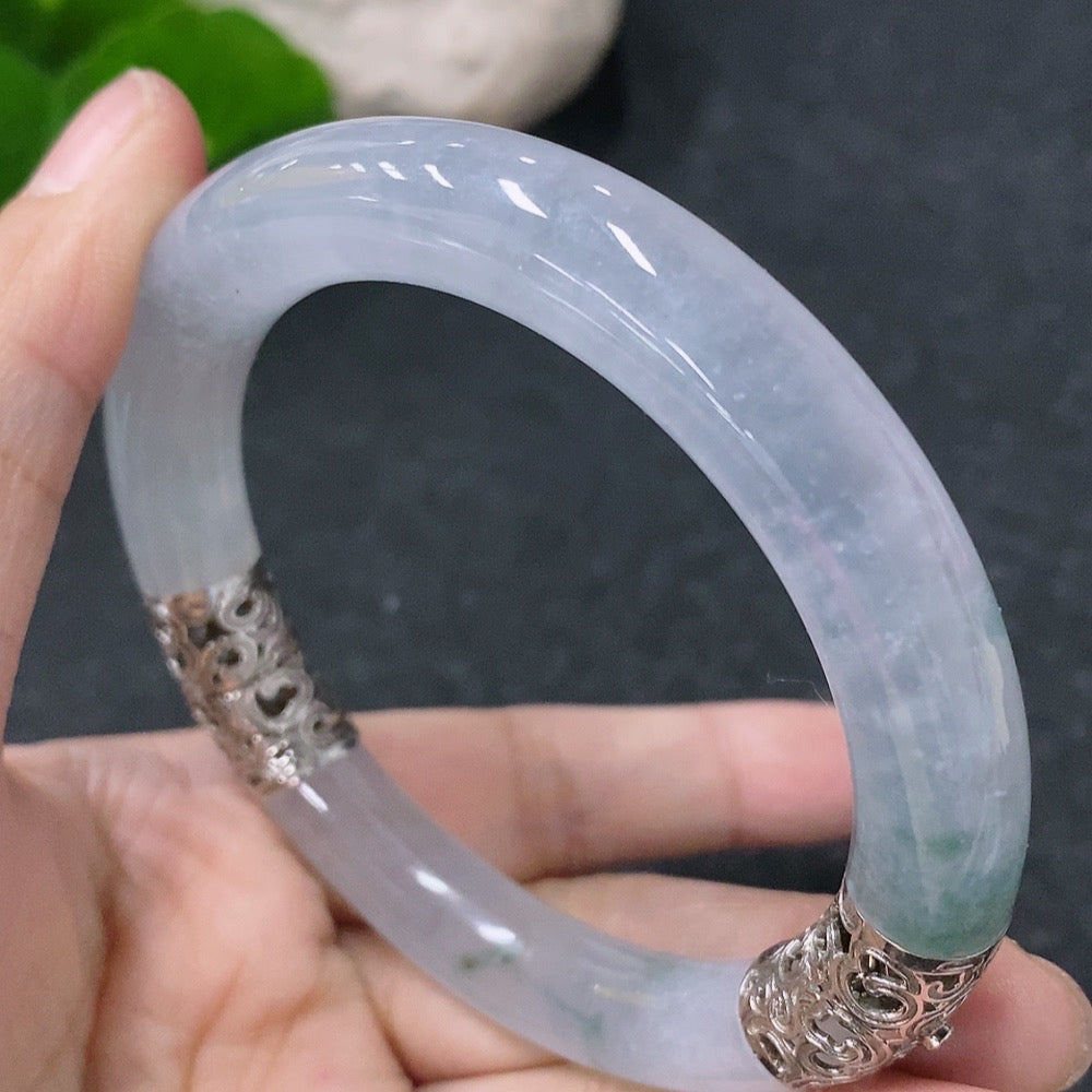 Jadeite Round Bangle 18K Gold Size 54.3 Total Weight Approx. 54.87g