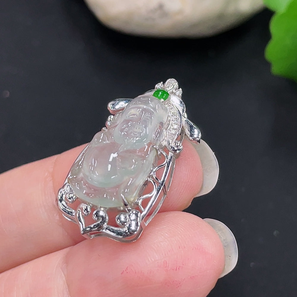Jadeite Maitreya Inlaid Pendant 18K Gold Total Weight Approx.2.5g (Non-Diamond)