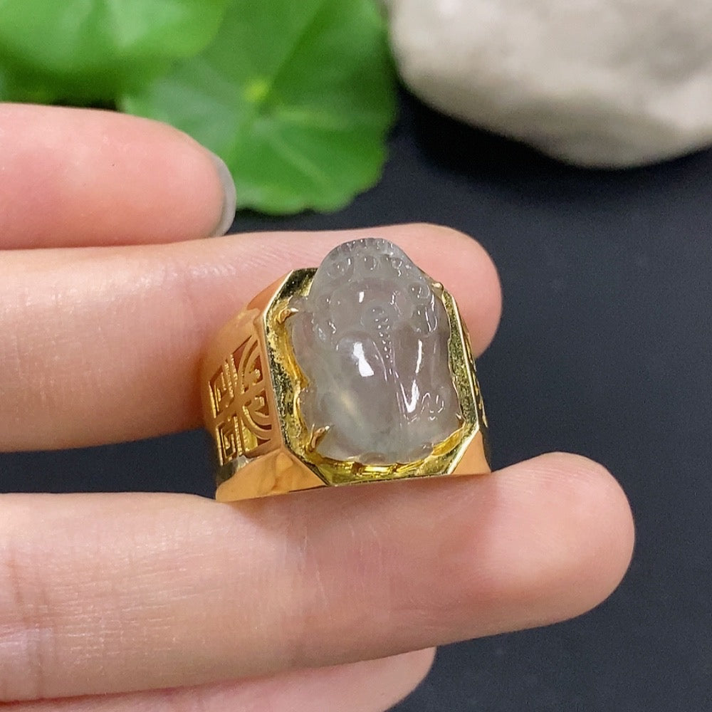 Jadeite Inlaid Ring 18K Gold