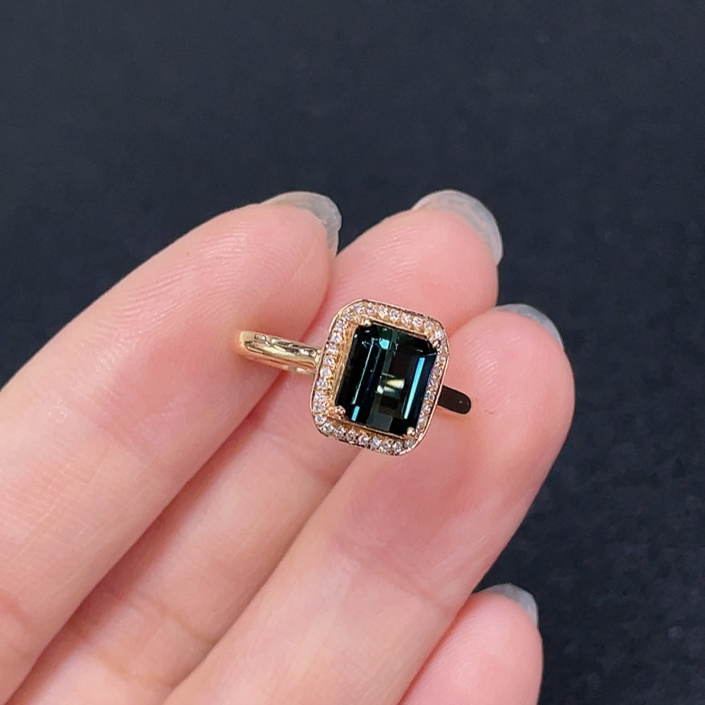 Tourmaline Ring 18k Gold with Diamond Accent