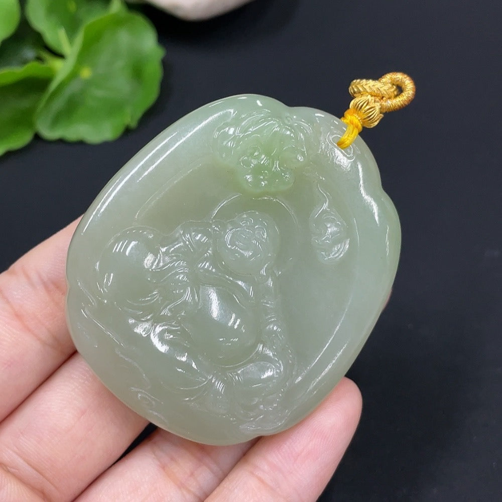 Hetian Jade Pendant    Buddha Statue    Total Weight (including rope) approx. 54.6g