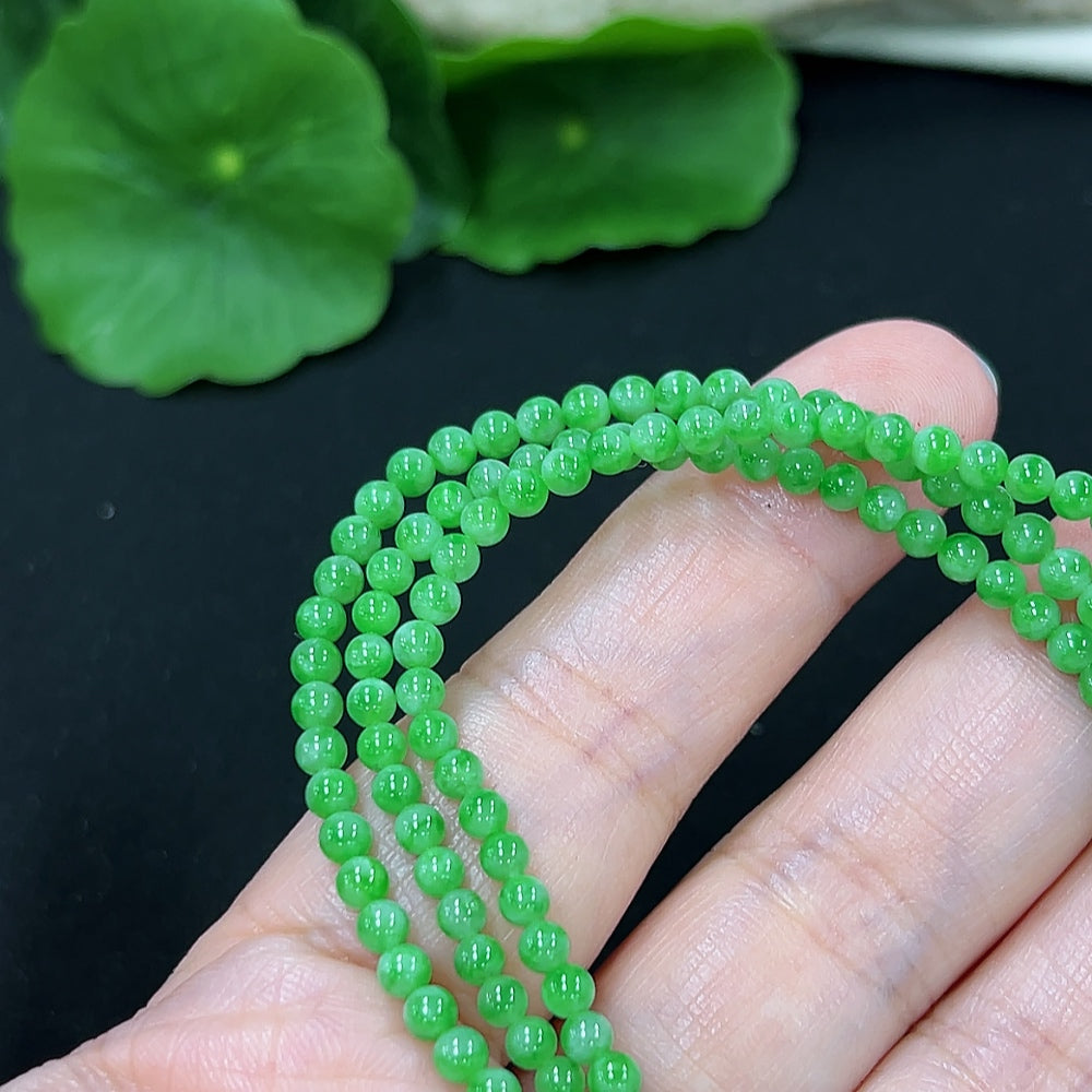 Jadeite Bead Necklace Approx. 3.2mm (Non-Gold Inlaid)