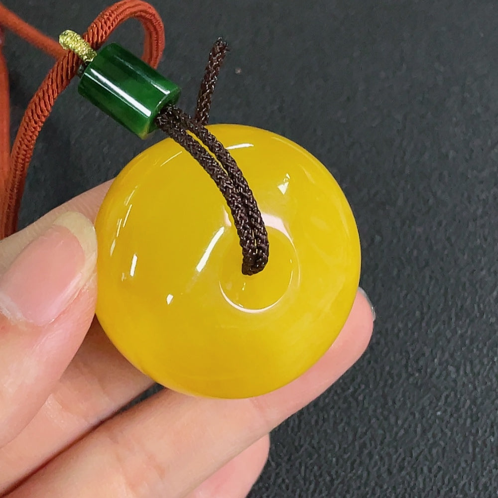 Amber Beeswax Pendant with Non-Natural Accent Stones