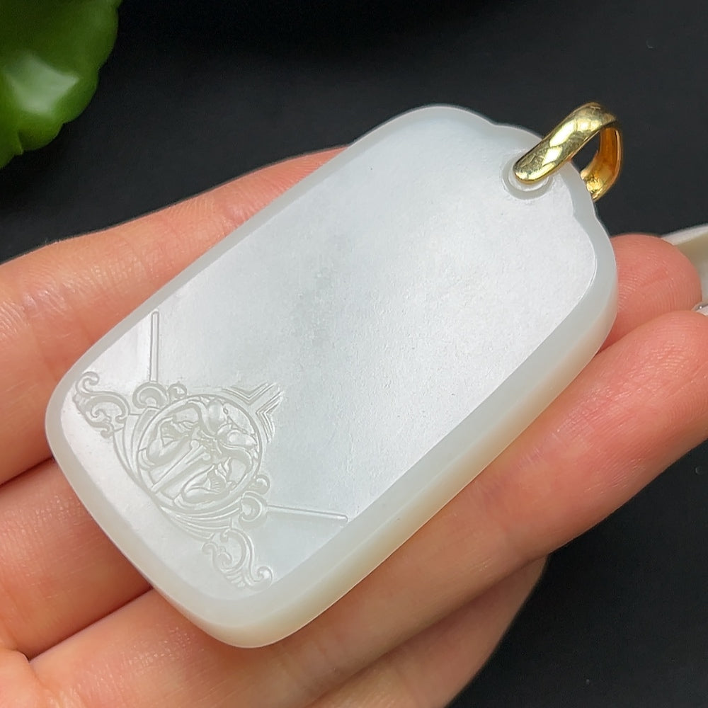 Hetian Jade Guanyin Pendant 18k Gold