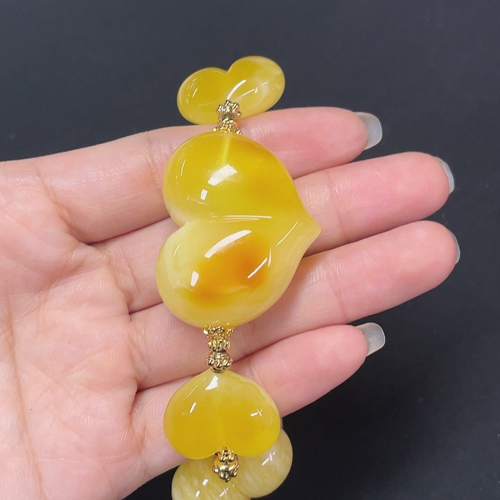 Opaque Amber Bracelet Non-Gold Stones May Be Non-Natural