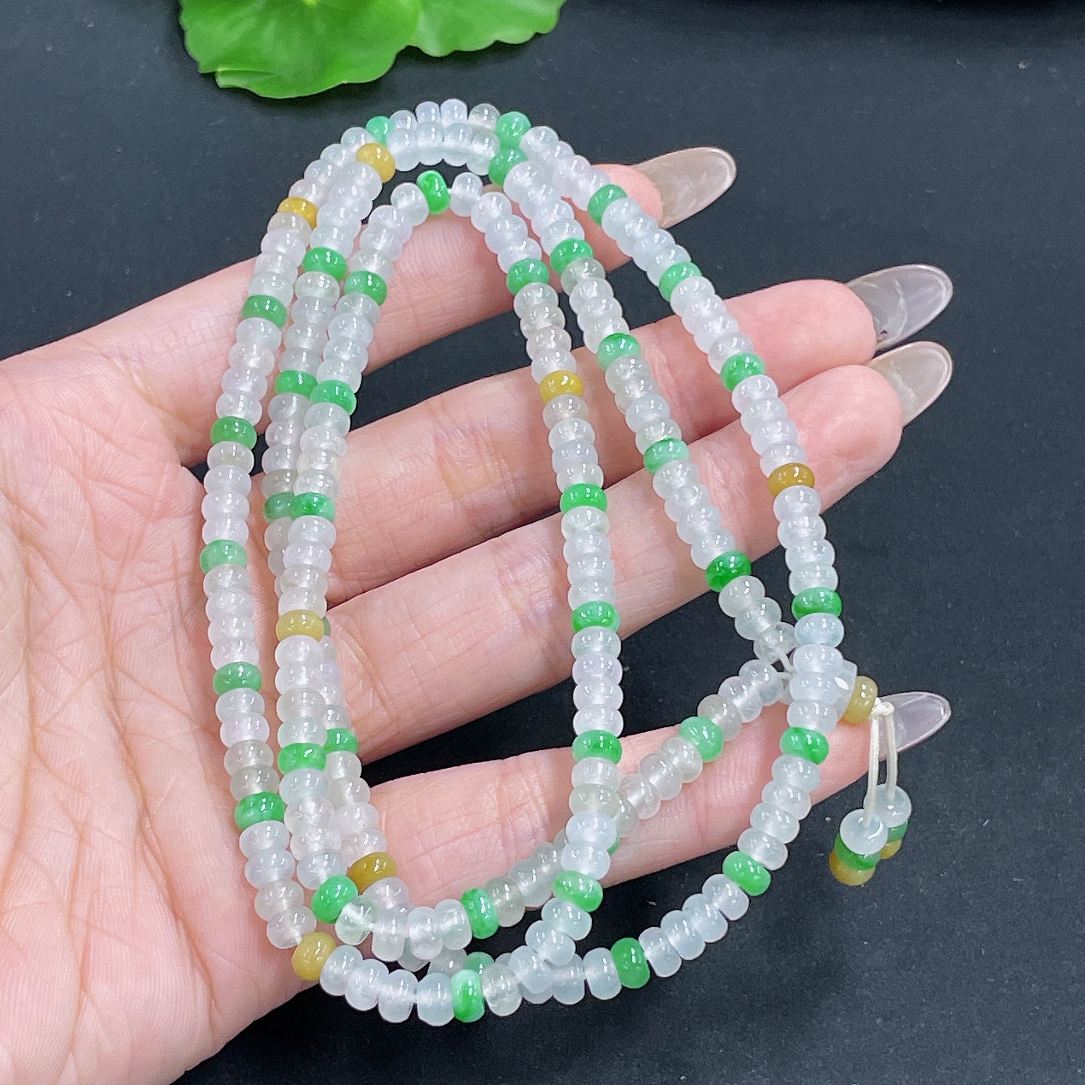 Jadeite Bead Necklace Total Weight Approx. 38.47g Size About 4.9mm