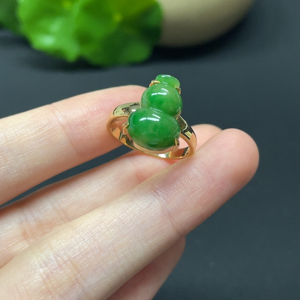 Jadeite Gourd Inlay Ring 18k Total Weight Approx. 3.87g Size 13