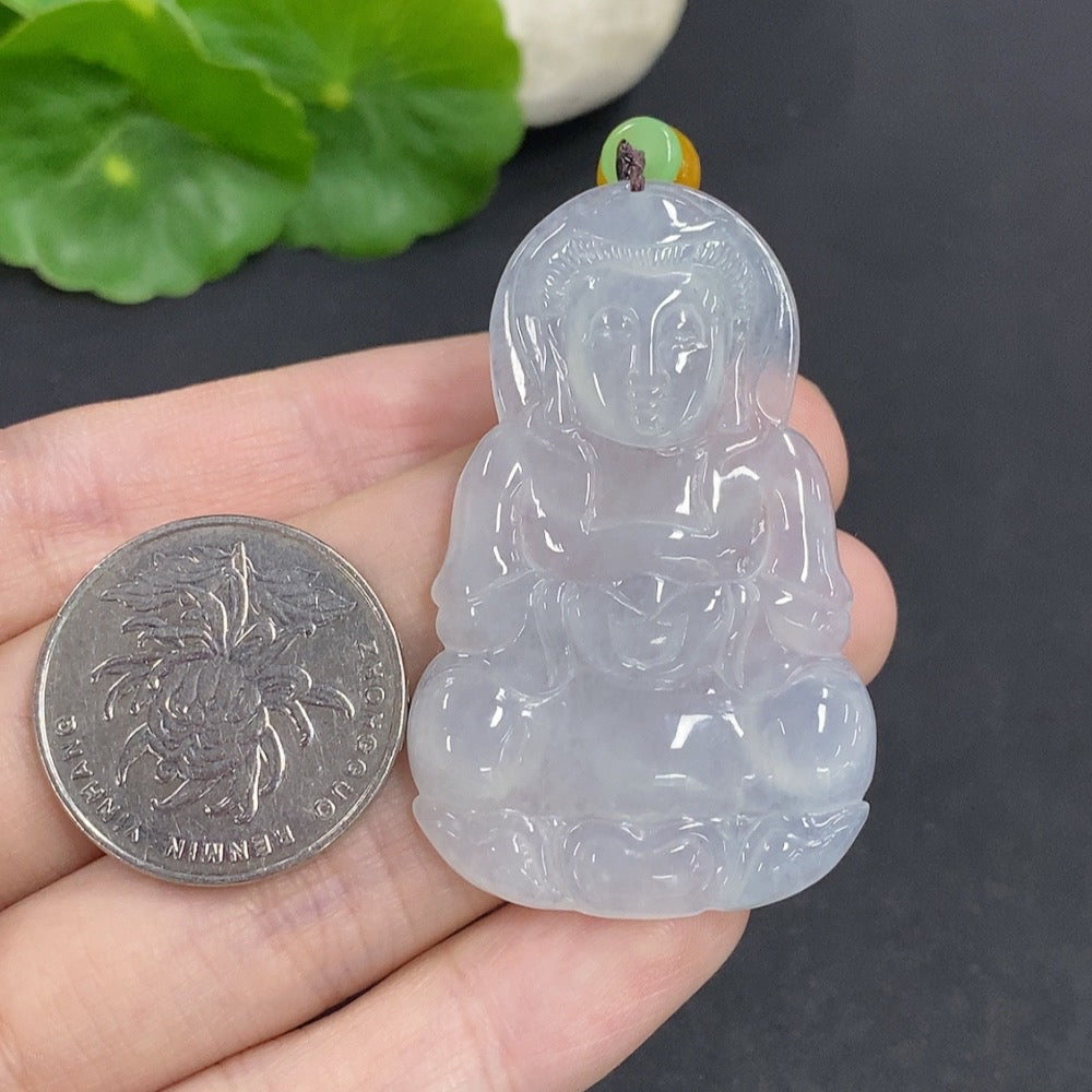 Jadeite Guanyin Pendant Total Weight Approx. 16.56g (Including Rope Weight)