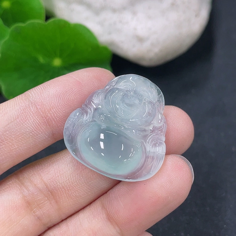 Jadeite pendant featuring a Buddha design on a necklace, weighing approximately 5.05g, from HKHQ.
