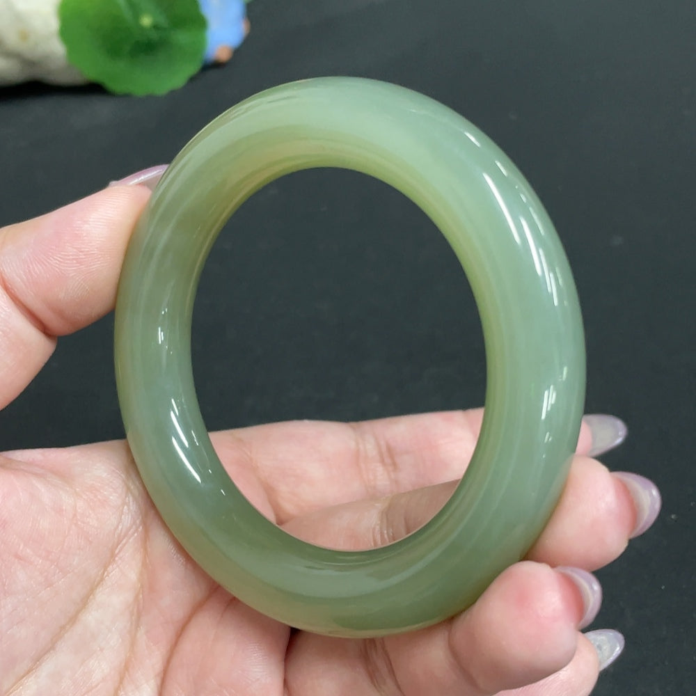 Hetian Jade Round Bangle Size 56.4 Total Weight Approx. 76.7g