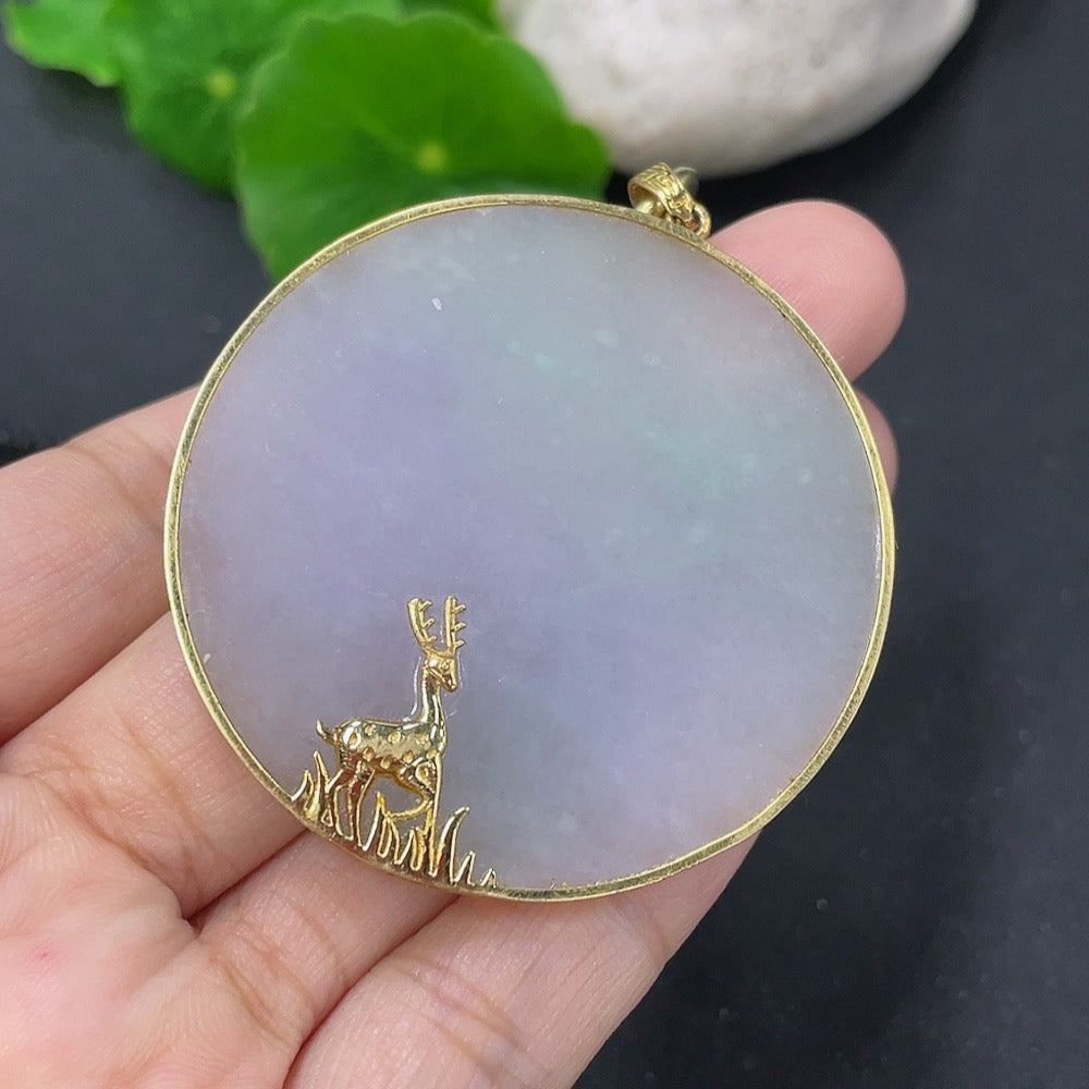 Jadeite inlaid pendant, 18K pendant, non-gold rope, non-diamond