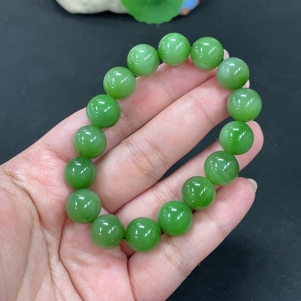 Hetian Jade Jasper Bracelet, approx. 12.2mm beads, total weight approx. 41.3g