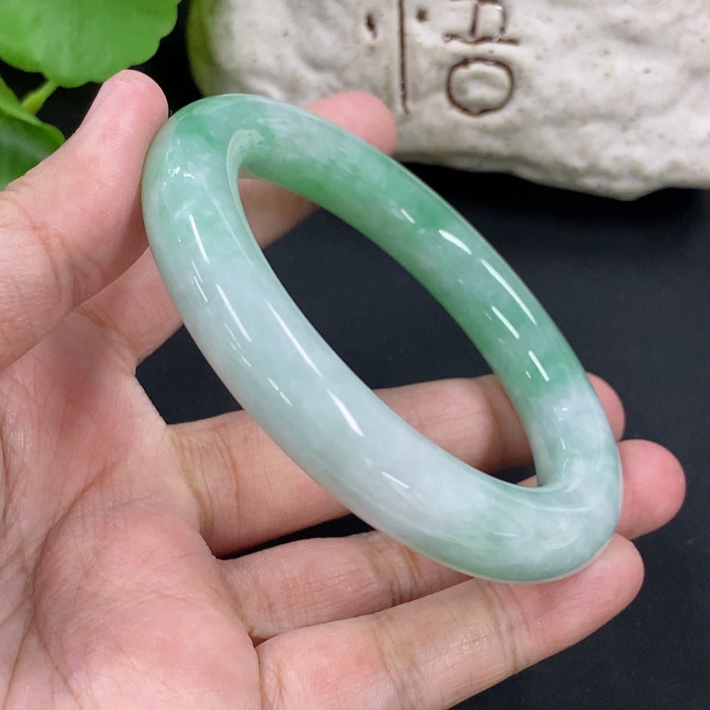 Jadeite Round Bangle, Total Weight Approx. 71.66g, Size 56