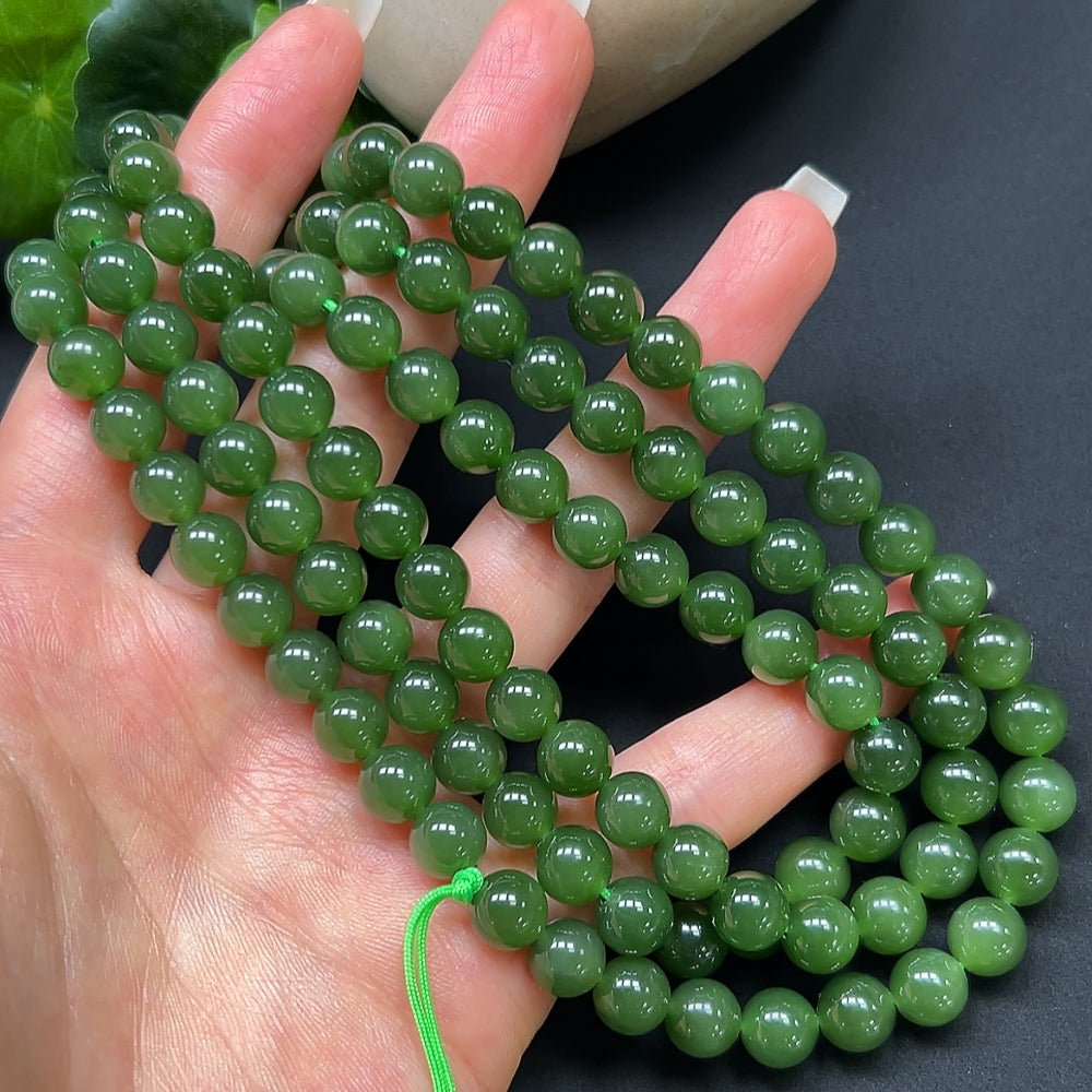 Hetian Jade Jasper Bracelet 8mm Approx. 87.27g with String