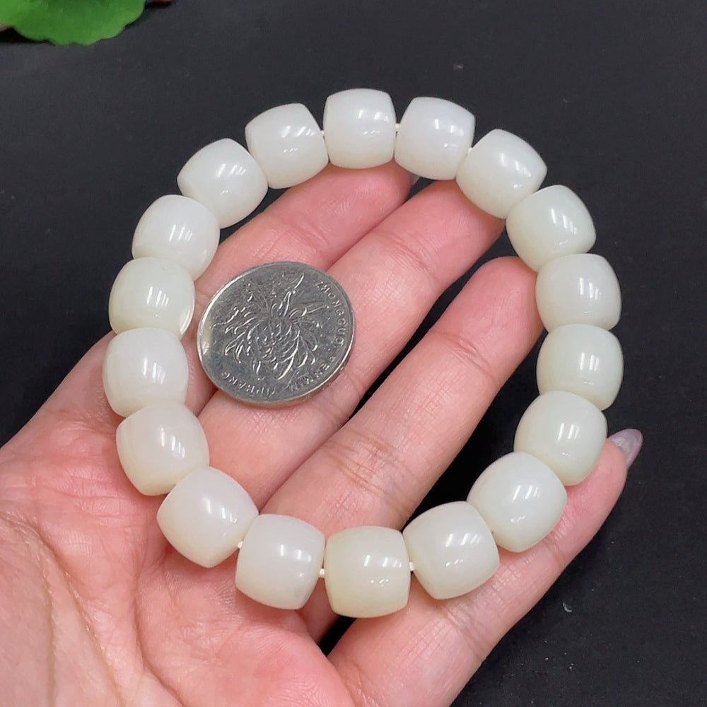 Hetian Jade Bracelet, Size Approx. 12.9mm, Total Weight Approx. 65g