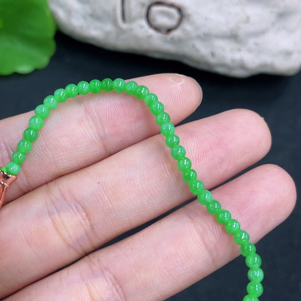 Jadeite Beads Bracelet Approx. 2.8mm Non-Gold Inlaid