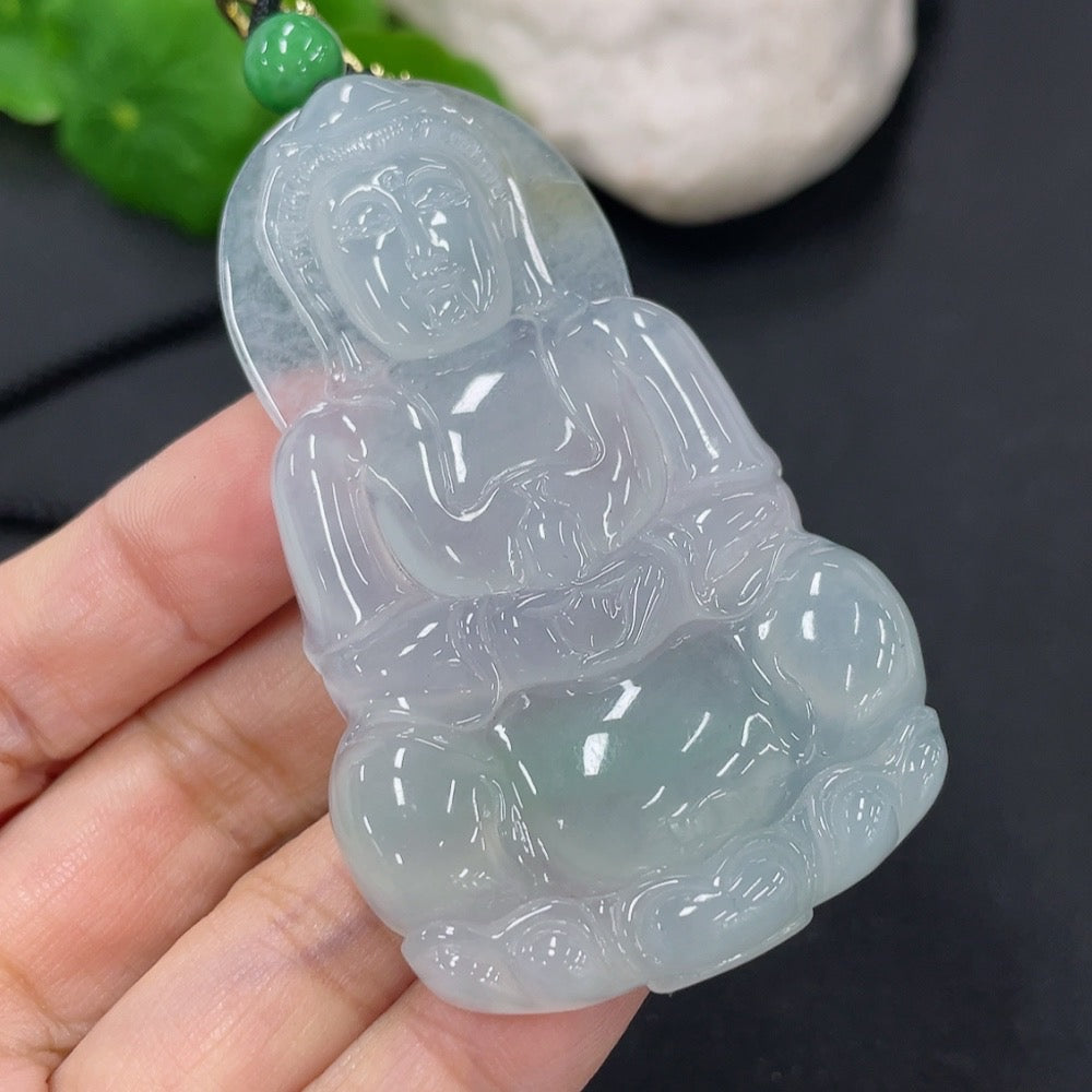Jadeite Guanyin Pendant Total Weight Including Rope Approx. 31.4g